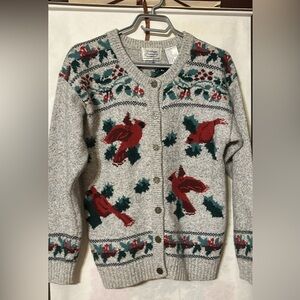 vintage Northern Treasures wool blend cardinal button-up cardigan, Small